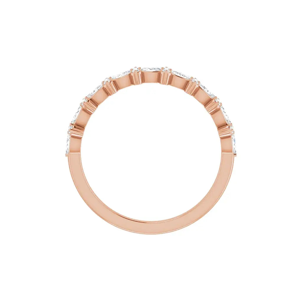 Accent Half Eternity Band in rose gold, top view