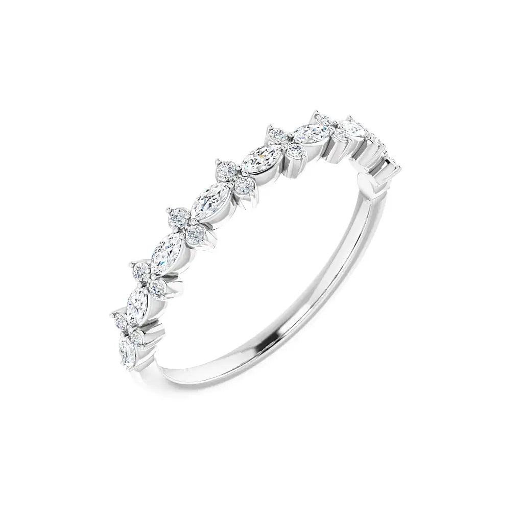 Accent Half Eternity Band in white gold, angled view