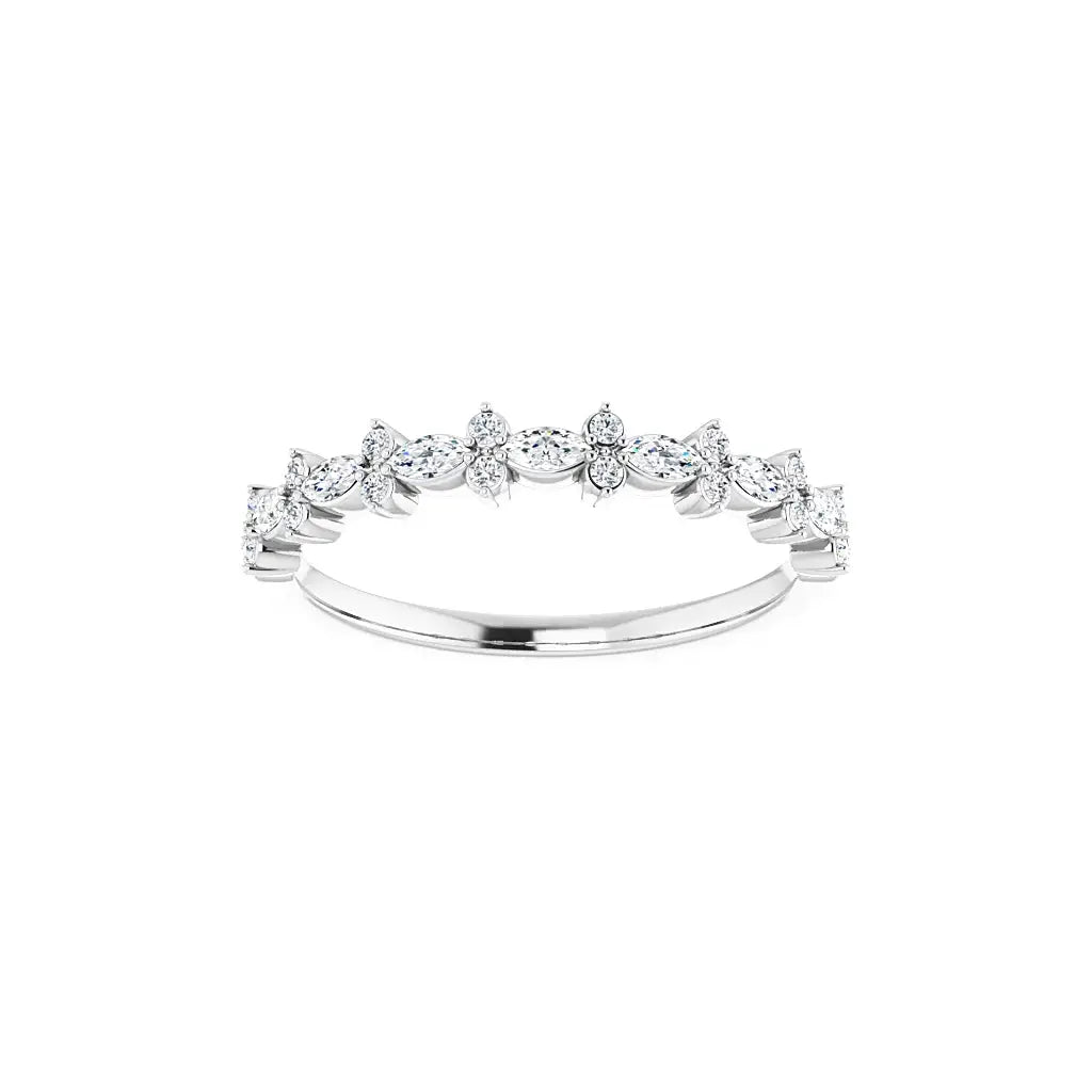 Accent Half Eternity Band in white gold, front view