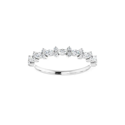 Accent Half Eternity Band in white gold, front view