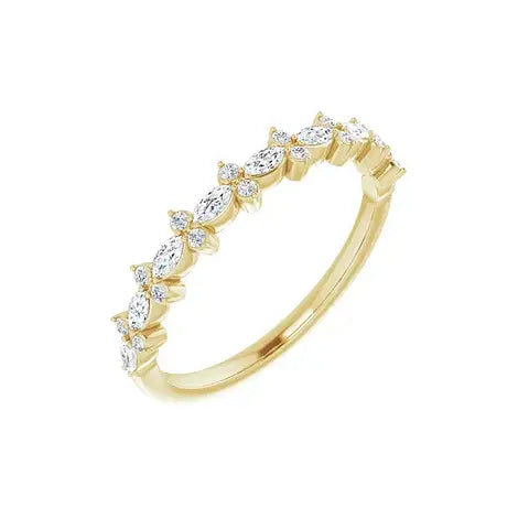Accent Half Eternity Band in yellow gold, angled view