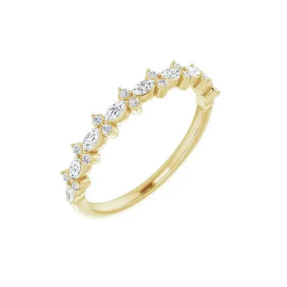 Accent Half Eternity Band in yellow gold, angled view