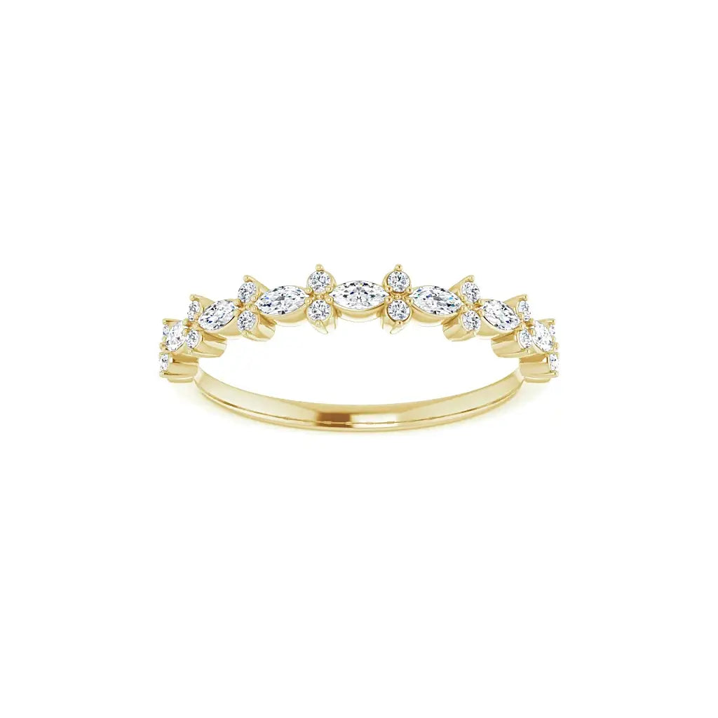 Accent Half Eternity Band in yellow gold, front view