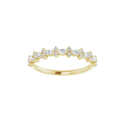 Accent Half Eternity Band in yellow gold, front view
