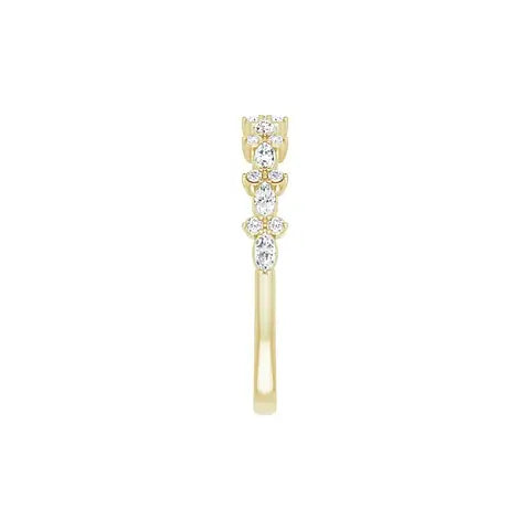 Accent Half Eternity Band in yellow gold, side view