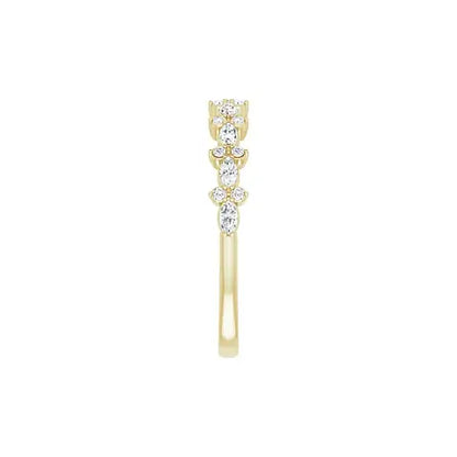 Accent Half Eternity Band in yellow gold, side view