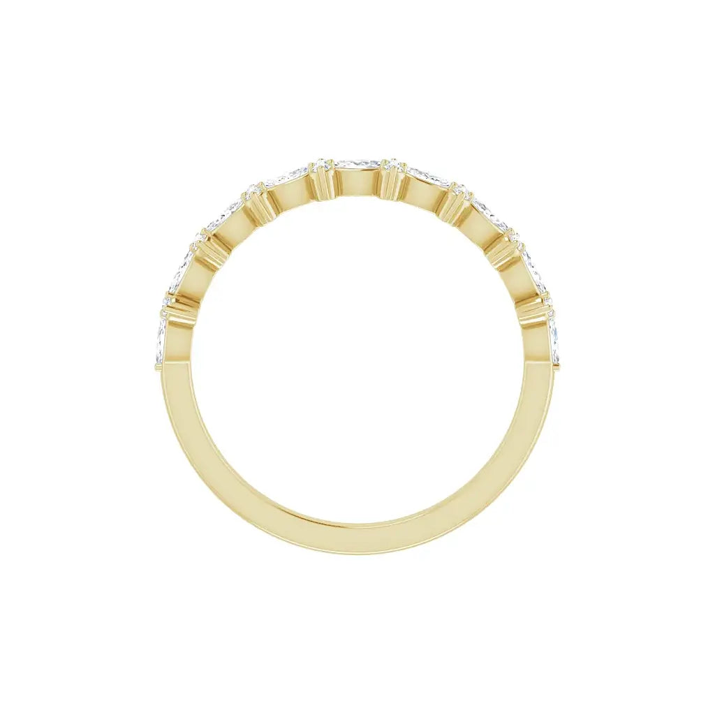 Accent Half Eternity Band in yellow gold, top view