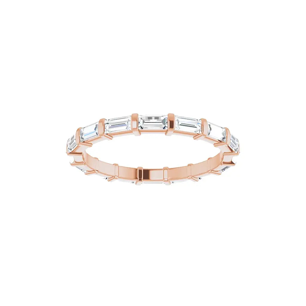Baguette Bar Eternity Band in rose gold, front view