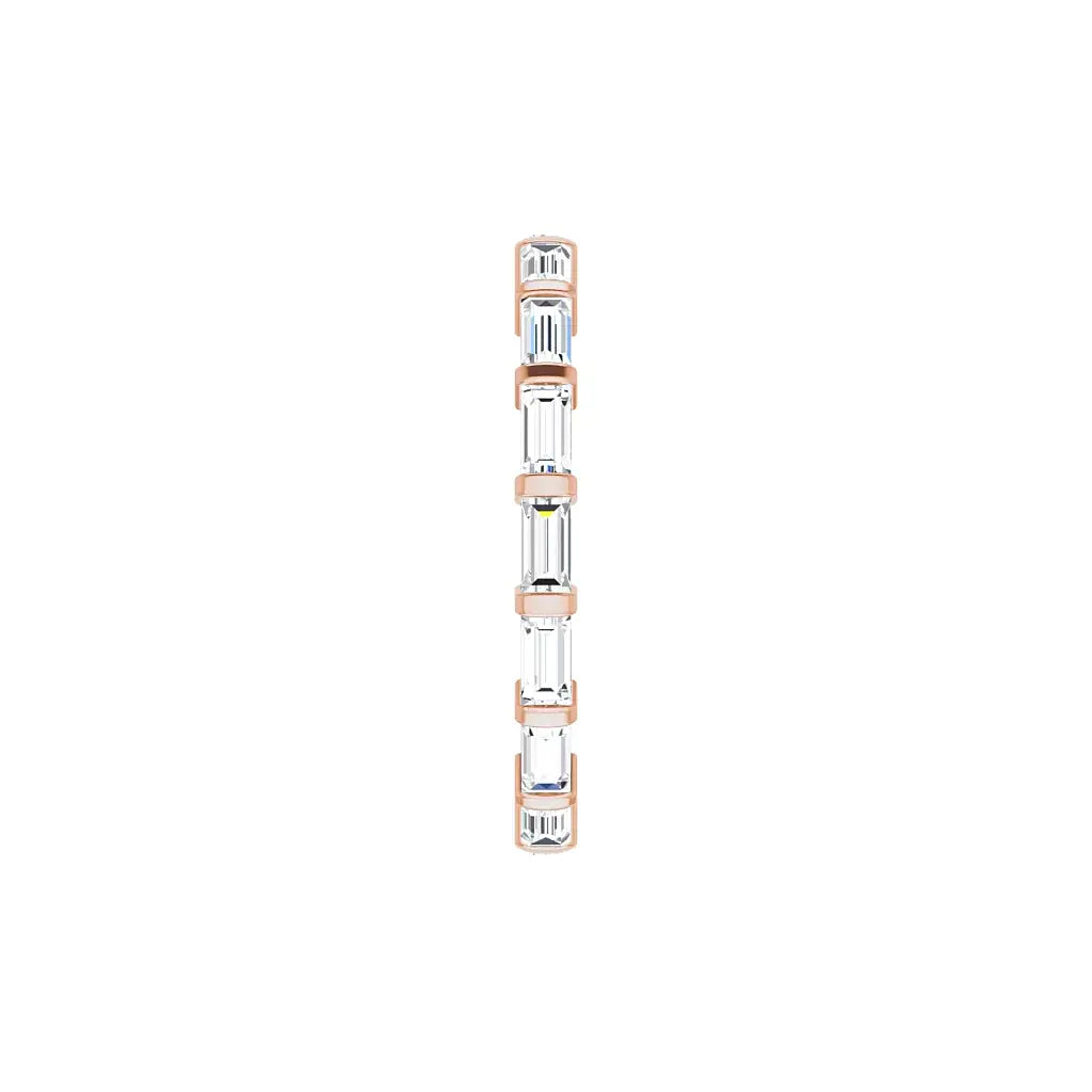 Baguette Bar Eternity Band in rose gold, side view