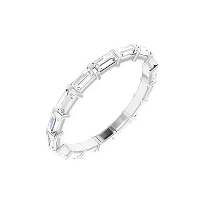 Baguette Bar Eternity Band in white gold, angled view