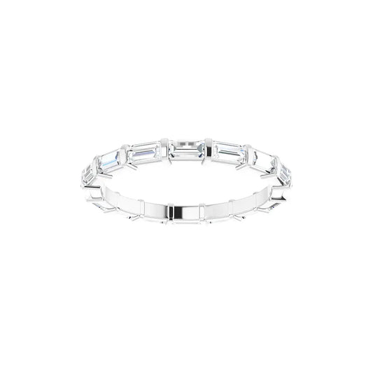 Baguette Bar Eternity Band in white gold, front view