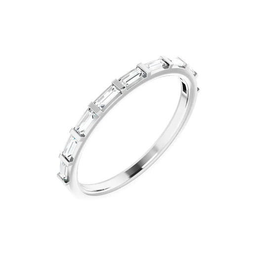 Baguette Bar Half Eternity in white gold, angled view