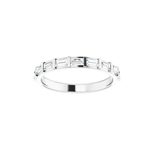 Baguette Bar Half Eternity in white gold, front view