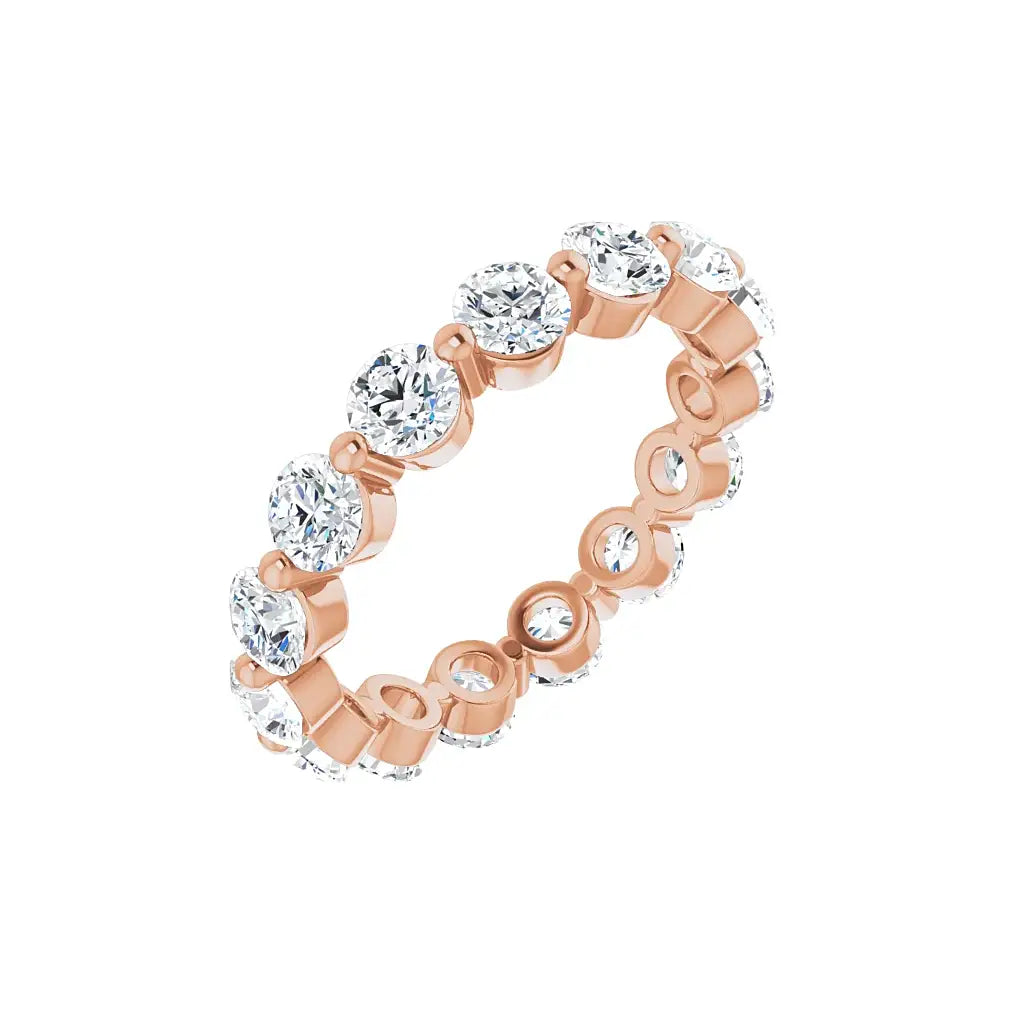 Bold Single Prong Eternity in rose gold, angled view