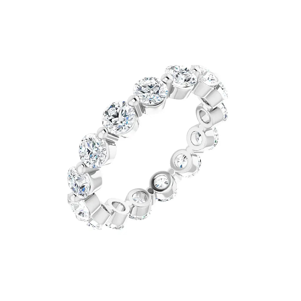 Bold Single Prong Eternity in white gold, angled view
