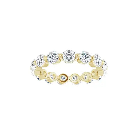 Bold Single Prong Eternity in yellow gold, front view