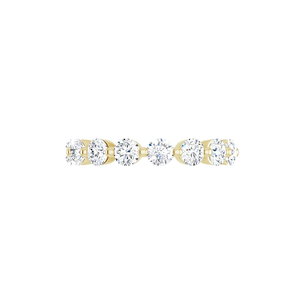 Bold Single Prong Eternity in yellow gold, side view