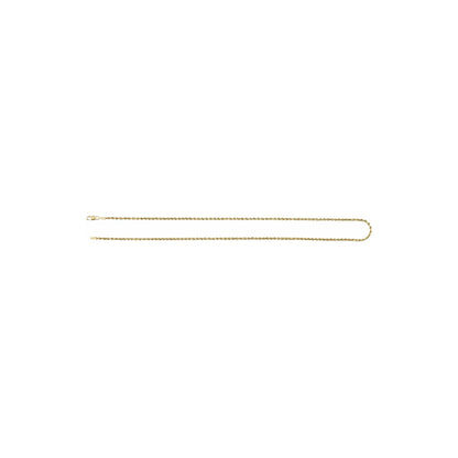 Christine Necklace 14k yellow gold rope chain laid flat, side view