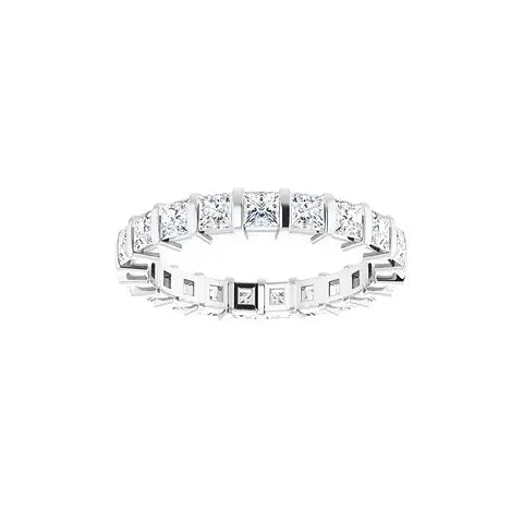 Classic Princess Bar Eternity Band in white gold, front view