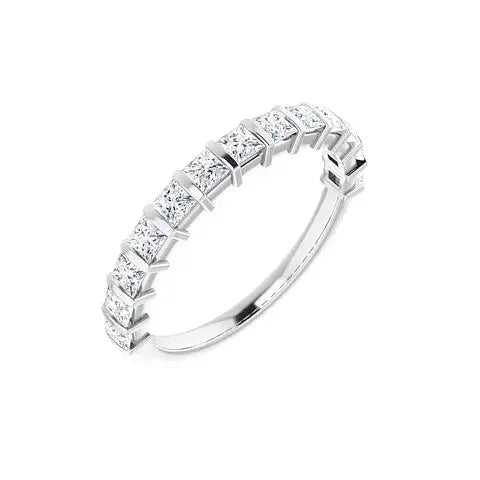Classic Princess Bar Half Eternity Band in white gold, angled view