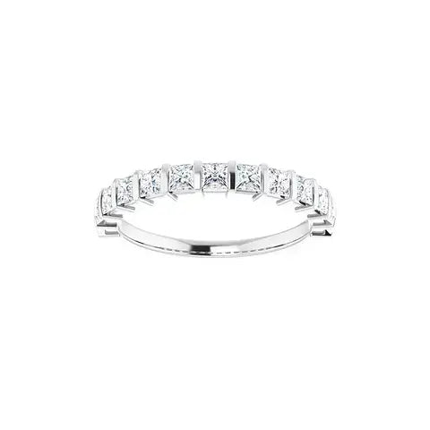 Classic Princess Bar Half Eternity Band in white gold, front view