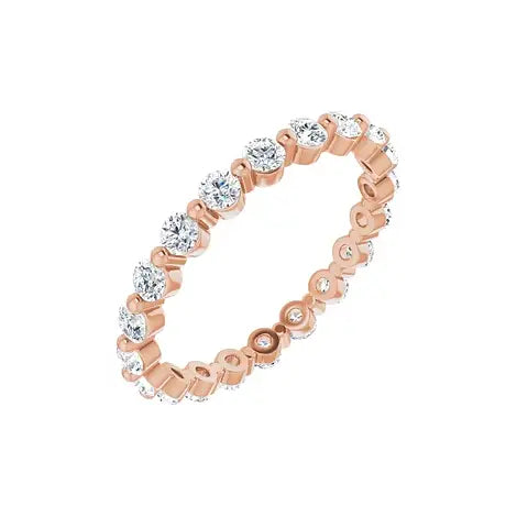 Classic Single Prong Eternity in rose gold, angled view
