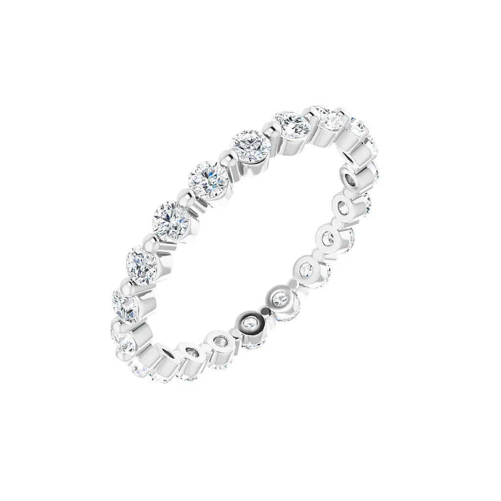 Classic Single Prong Eternity in white gold, angled view