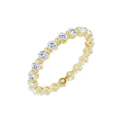Classic Single Prong Eternity in yellow gold, angled view