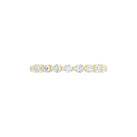 Classic Single Prong Eternity in yellow gold, side view