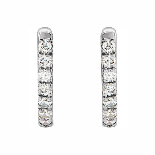 Diamond Huggies in white gold, front view