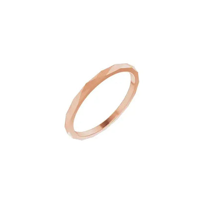 Faceted Ring in rose gold, angled view