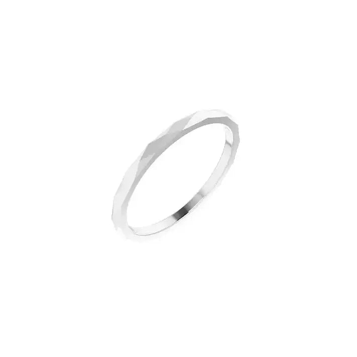 Faceted Ring in white gold, angled view