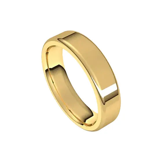 Flat 5 mm in yellow gold, angled view