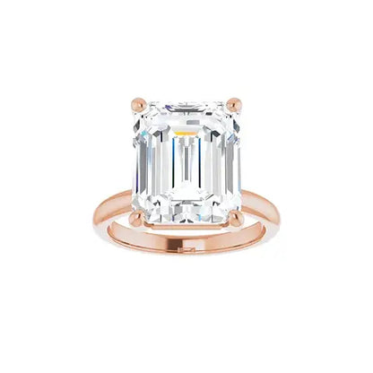 Hidden Halo with emerald centre stone in rose gold, front view