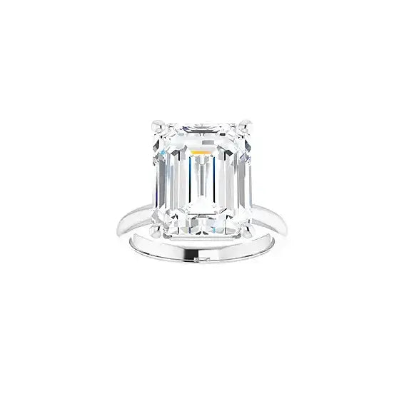 Hidden Halo with emerald centre stone in white gold, front view