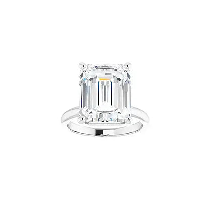 Hidden Halo with emerald centre stone in white gold, front view