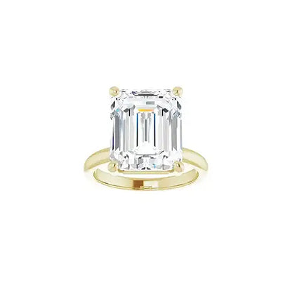 Hidden Halo with emerald centre stone in yellow gold, front view