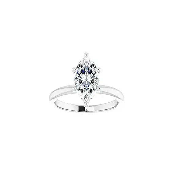 Hidden Halo with marquise centre stone in white gold, front view