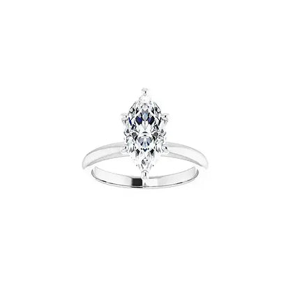 Hidden Halo with marquise centre stone in white gold, front view