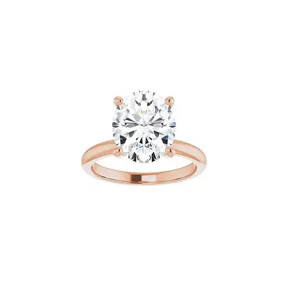 Hidden Halo with oval centre stone in rose gold, front view