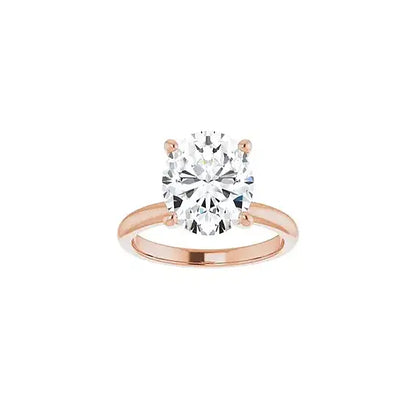 Hidden Halo with oval centre stone in rose gold, front view