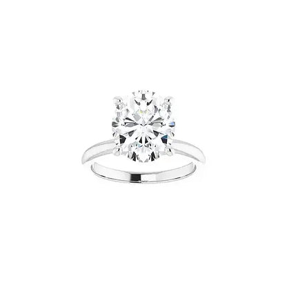 Hidden Halo with oval centre stone in white gold, front view