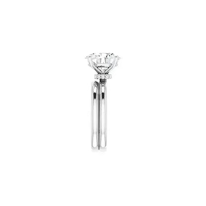 Hidden Halo with oval centre stone in white gold, side view