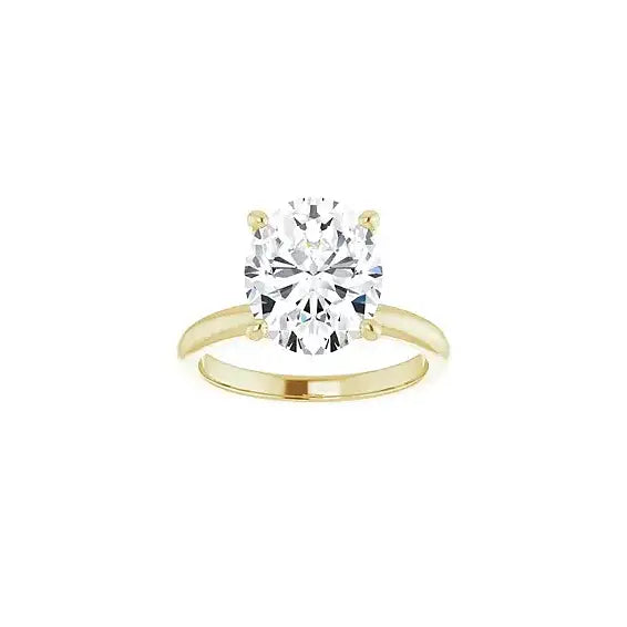 Hidden Halo with oval centre stone in yellow gold, front view