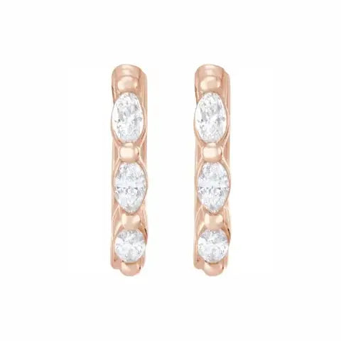 Marquise Huggies in rose gold, front view