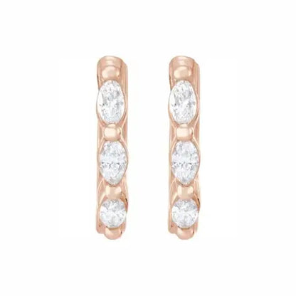 Marquise Huggies in rose gold, front view