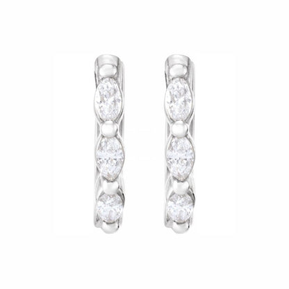 Marquise Huggies in white gold, front view