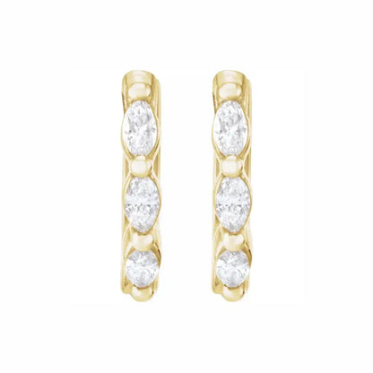 Marquise Huggies in yellow gold, front view