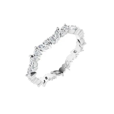 Marquise Round Eternity Band in white gold, angled view