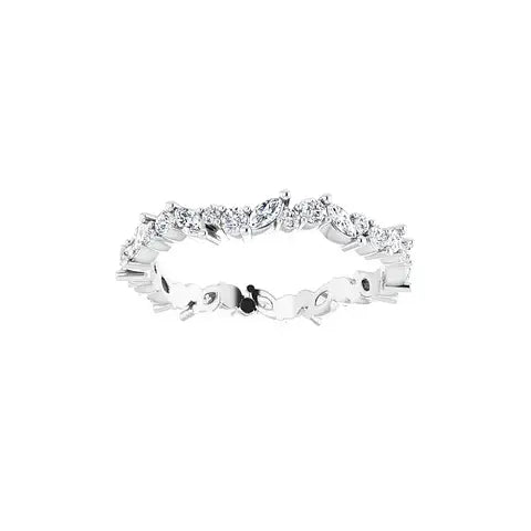 Marquise Round Eternity Band in white gold, front view